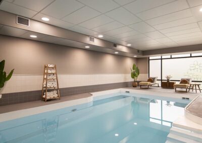 Der Innenpool des Bilderberg Residence Groot Heideborgh Hotels, ideal für Gäste, die entspannen oder schwimmen möchten, mit einer ruhigen und modernen Atmosphäre.